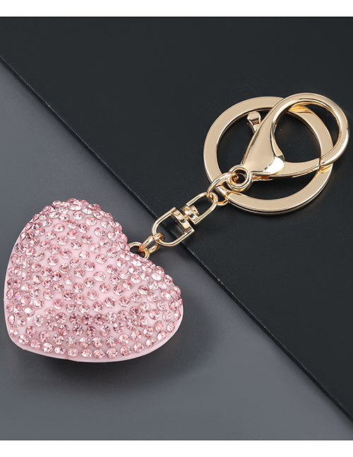 Fashion Pink Alloy Diamond Love Keychain Pendant