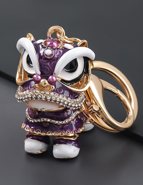 Fashion Purple Alloy Oil Drop Diamond Keychain Pendant