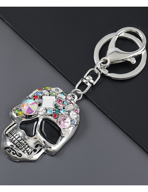 Fashion Silver Color Alloy Diamond Skull Keychain Pendant