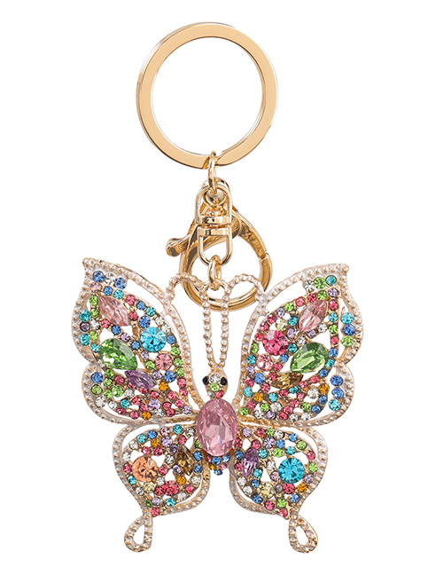 Fashion Color Alloy Diamond Butterfly Keychain Pendant