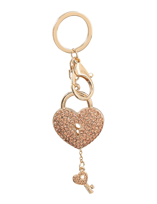 Fashion Rose Gold Alloy Diamond Love Key Lock Keychain Pendant