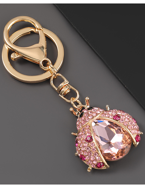 Fashion Pink Alloy Diamond-studded Ladybug Keychain Pendant