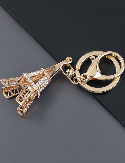Fashion Gold Color Alloy Diamond Eiffel Tower Keychain Pendant