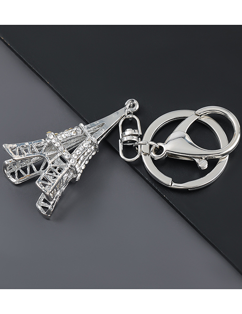 Fashion Silver Color Alloy Diamond Eiffel Tower Keychain Pendant