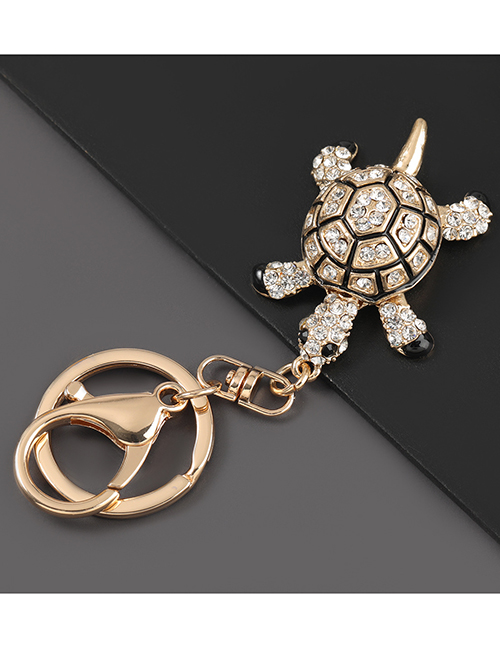 Fashion White Alloy Diamond Tortoise Keychain Pendant