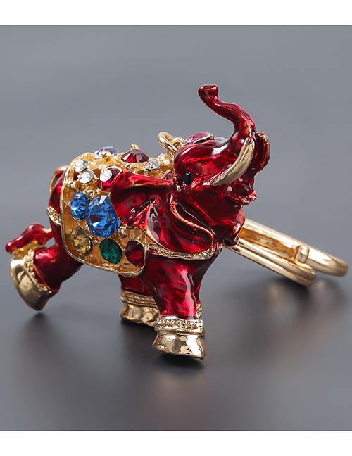 Fashion Red Alloy Oil Dripping Diamond Elephant Keychain Pendant