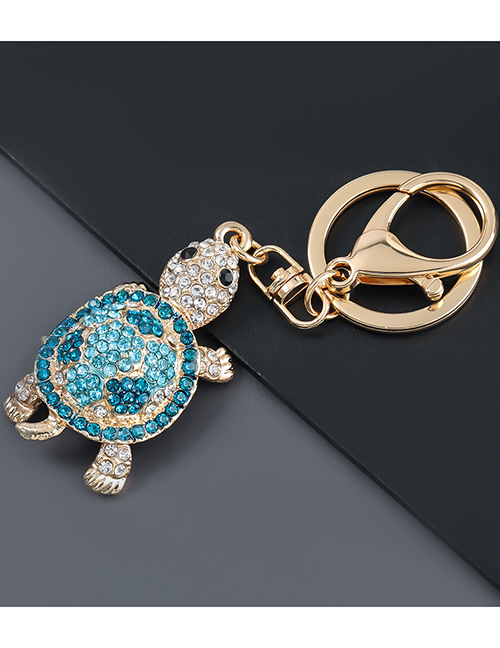 Fashion Blue Alloy Diamond Tortoise Keychain Pendant