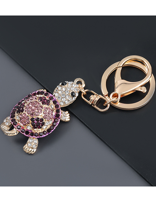 Fashion Purple Alloy Diamond-studded Tortoise Keychain Pendant