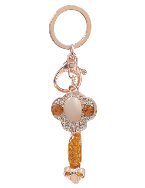 Fashion Orange Alloy Oil Dripping Diamond Wishful Keychain Pendant