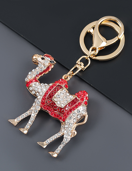 Fashion Red Alloy Oil Drop Diamond Camel Keychain Pendant