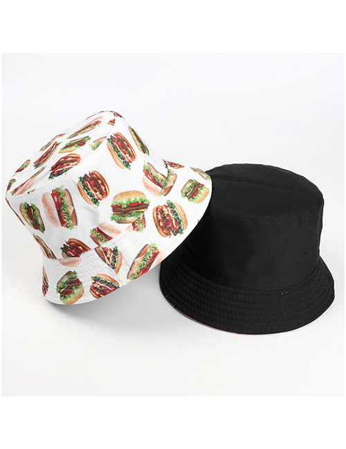 Fashion Burger Double Hamburger Print Double-sided Fisherman Hat