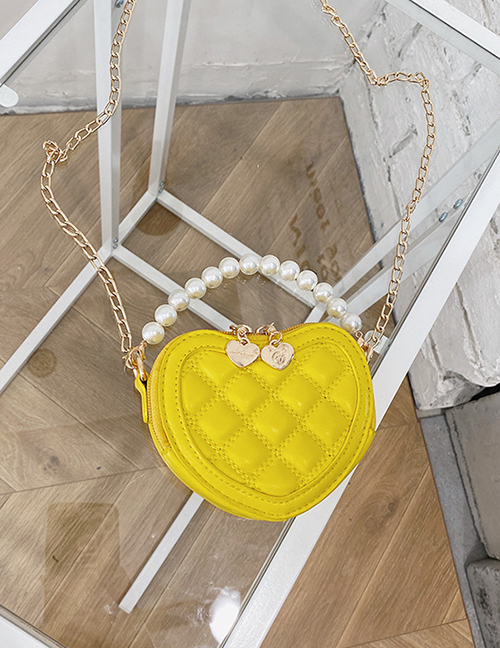 Fashion Yellow Chain Diamond Childrens One-shoulder Diagonal Bag