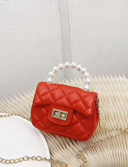 Fashion Red Chain Pearl Childrens Shoulder Messenger Bag