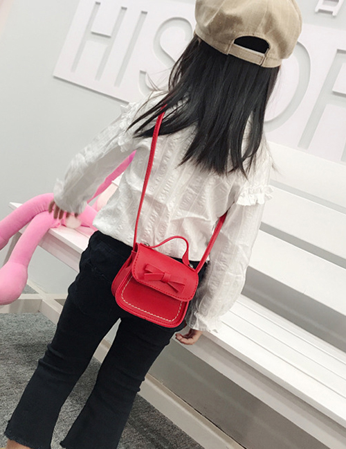 Fashion Red Bowknot Flap Childrens Shoulder Messenger Bag