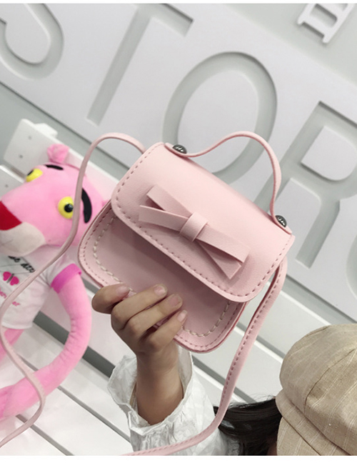 Fashion Pink Bowknot Flap Childrens Shoulder Messenger Bag