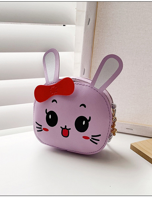 Fashion Purple Bunny Print Kids One-shoulder Messenger Bag