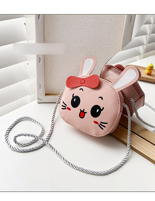 Fashion Pink Bunny Print Kids One-shoulder Messenger Bag