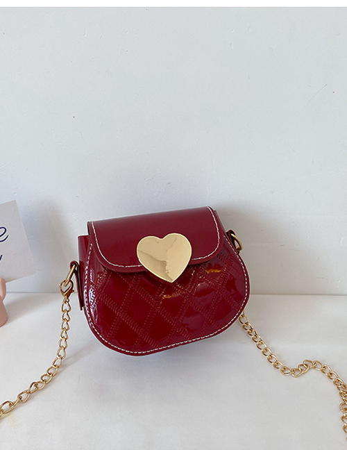 Fashion Red Childrens One-shoulder Diagonal Bag With Chain Love Lock