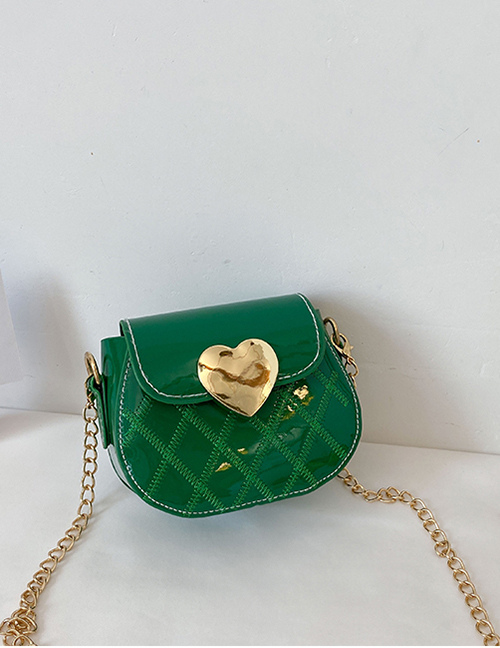 Fashion Green Childrens One-shoulder Diagonal Bag With Chain Love Lock