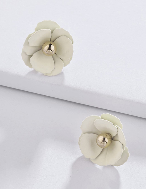 Fashion White Painted Flower Alloy Earrings