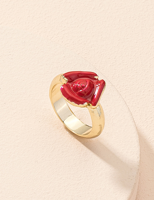 Fashion Gold Color Rose Flower Dripping Alloy Ring