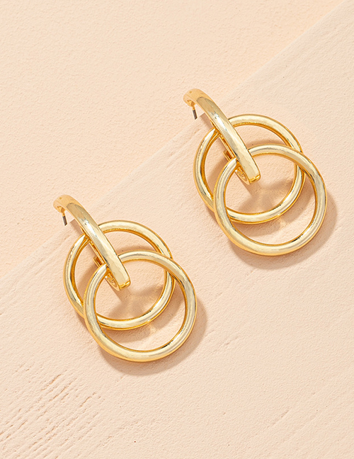Fashion Gold Color Geometric Circle Alloy Multilayer Earrings