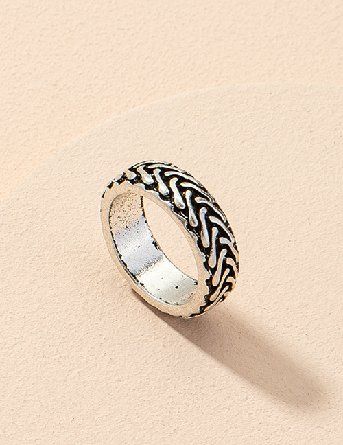 Fashion Ring Herringbone Weave Pattern Alloy Ring