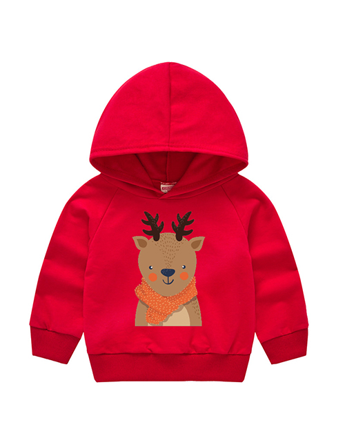 Fashion Red 10 Printed Long-sleeved Childrens Hoodie