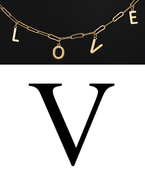 Fashion V Copper Letter Pendant Accessories