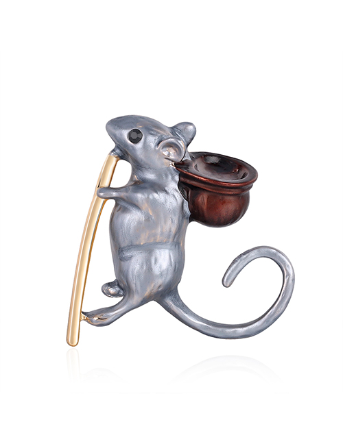 Fashion Gray Blue Alloy Mouse Brooch