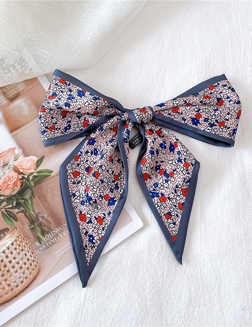 Fashion Dotted Floral Blue Striped Printing Geometric Double-sided Small Scarf Long Ribbon