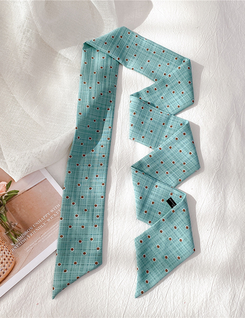 Fashion Little Green Printed Geometric Shape Narrow Long Ribbon Small Silk Scarf