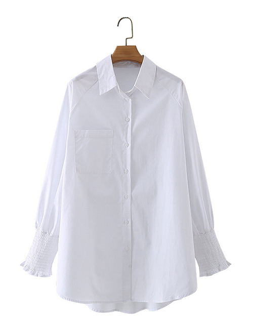 Fashion White Loose Lapel Single-breasted Shirt