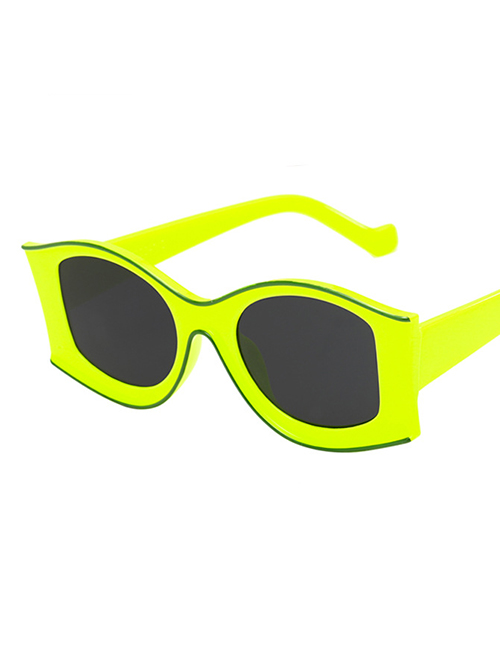 Fashion Light Green All Gray Irregular Large Frame Resin Sunglasses