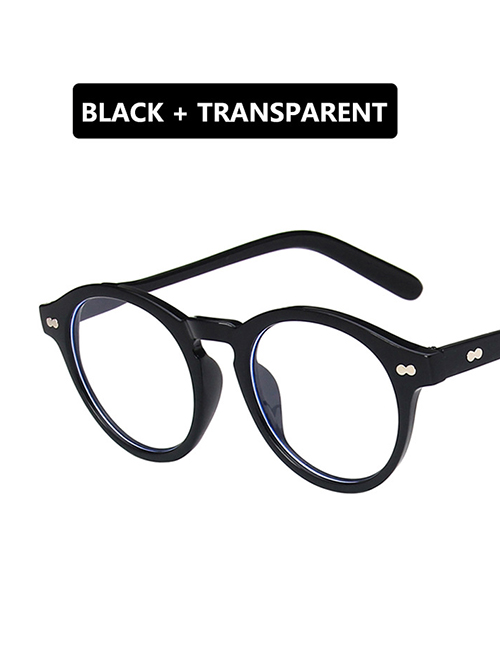 Fashion Bright Black And White Small Frame Mi Nail Resin Round Sunglasses