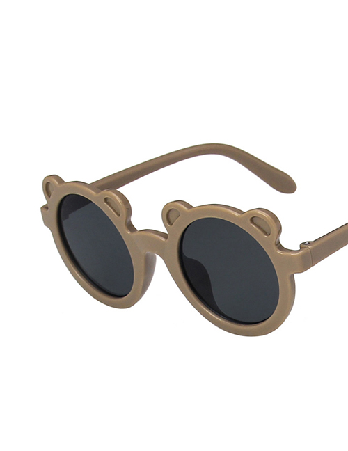 Fashion Brown Gray Flakes Bear Resin Children Sunglasses