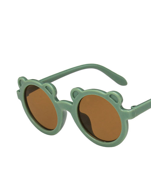 Fashion Light Green Tea Bear Resin Children Sunglasses