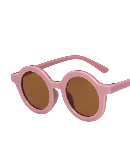 Fashion Purple Framed Tea Chips Round Resin Uv Protection Children Sunglasses
