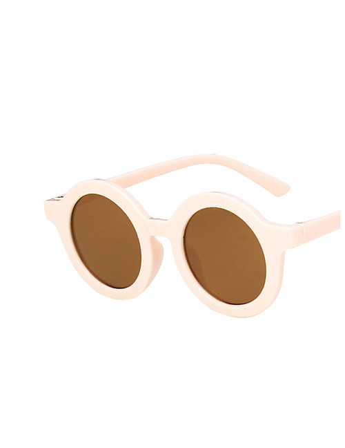 Fashion Powder Frame Tea Slices Round Resin Uv Protection Children Sunglasses