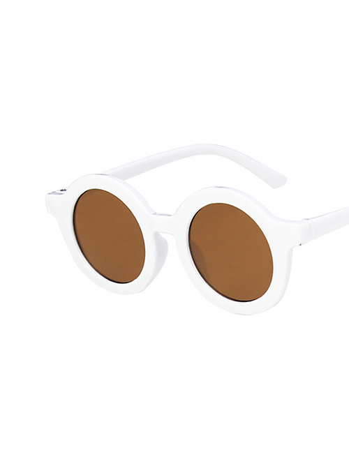 Fashion Real White Tea Chips Round Resin Uv Protection Children Sunglasses