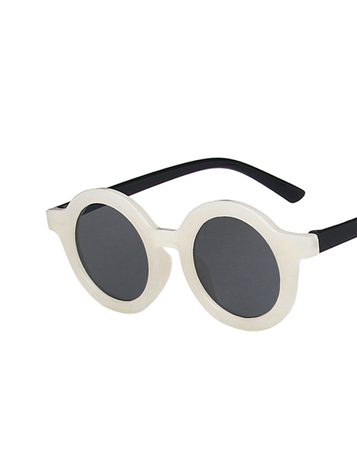 Fashion Jelly White Black Feet Round Resin Uv Protection Children Sunglasses