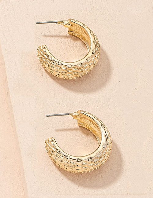 Fashion Golden Geometric C-shaped Braided Pattern Alloy Earrings