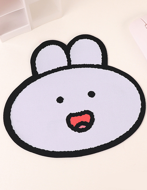 Fashion Modeling Mouse Pad-black Side Smiley White Rabbit Bear Desktop Non-slip Padded Mouse Pad