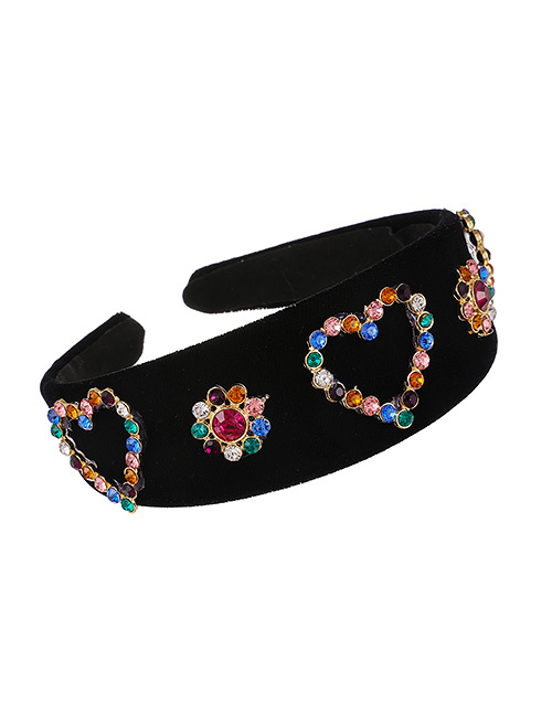 Fashion Black Fabric Alloy Diamond-studded Love Headband