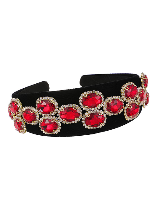 Fashion Red Fabric Alloy Diamond-studded Round Headband