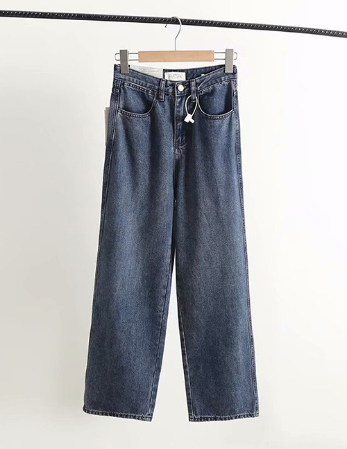 Fashion Blue Denim Solid Color Loose Wide-leg Pants