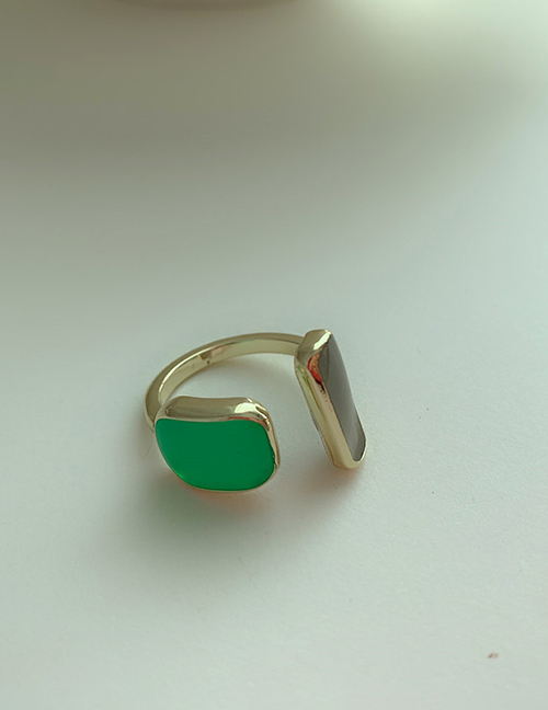 Fashion Green Alloy Geometric Opening Adjustable Ring