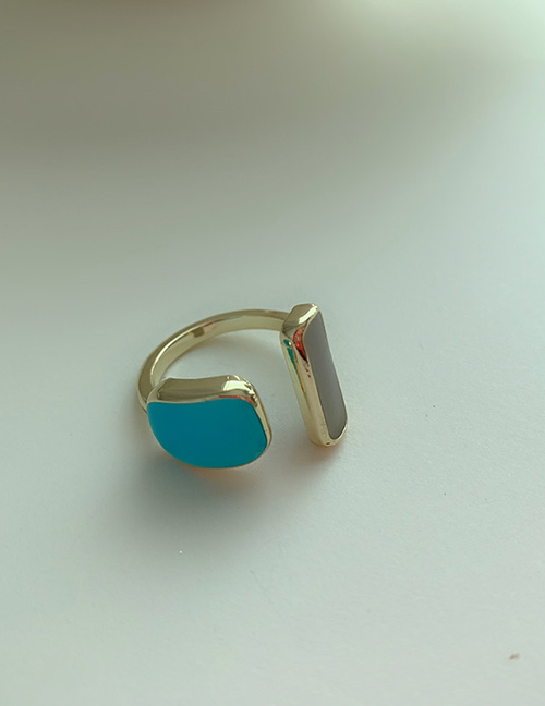 Fashion Light Blue Alloy Geometric Opening Adjustable Ring