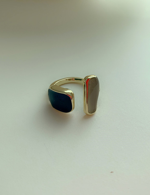 Fashion Navy Blue Alloy Geometric Opening Adjustable Ring