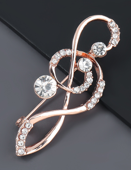 Fashion Note Alloy Diamond Tone Matches Gold Brooch